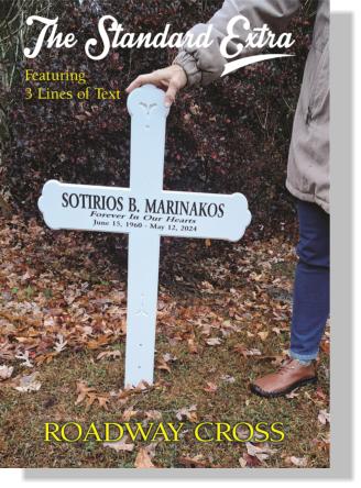 memorial cross with exrtra text roadway cross