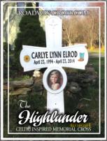 Celtic style memorial with picture of deceased