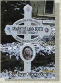 Celtic style memorial with picture of deceased