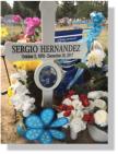 Roadside memorial with picture