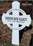 Celtic style memorial with picture of deceased