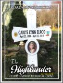 Celtic style memorial with picture of deceased