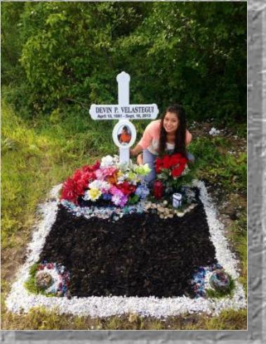 Celtic style memorial with picture of deceased