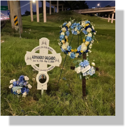 installing a highway memorial cross