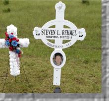 Celtic style memorial with picture of deceased