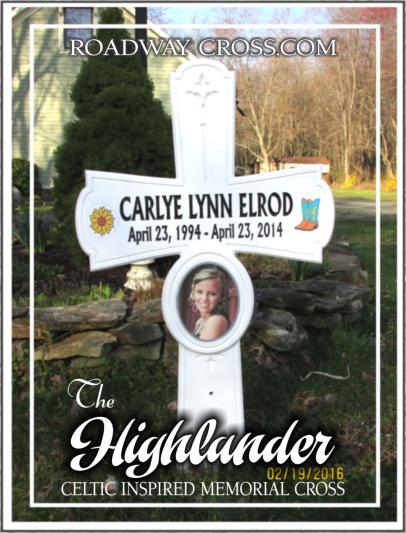 Personalized road side memorial cross with flower vase