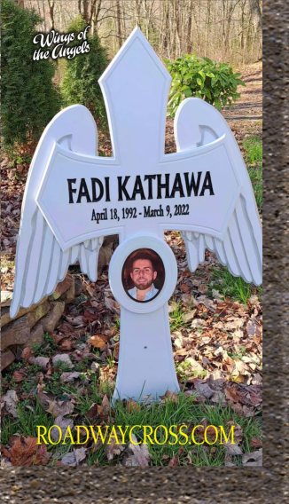 Celtic style memorial with picture of deceased